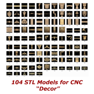 104 3d STL Models - "Decor Collection" for CNC and 3d Printers