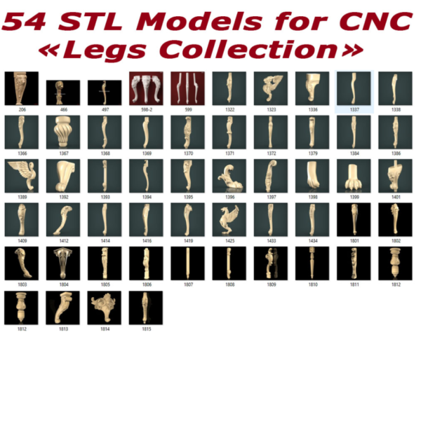 NEW! "Legs Collection" - 54 3d STL Models for CNC and 3D Printer