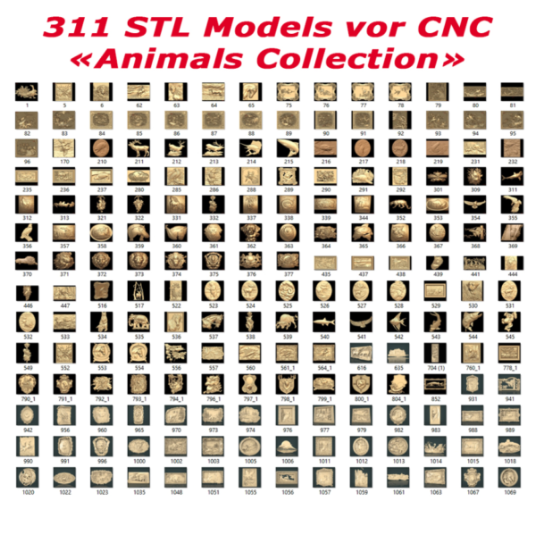 NEW! Animals Collection - 311 3d STL Models for CNC and 3d Printers